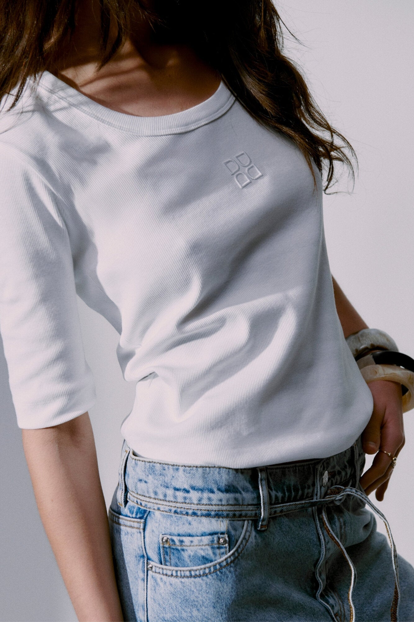 Classic Rib Fine t-shirt - 110601 Bright White